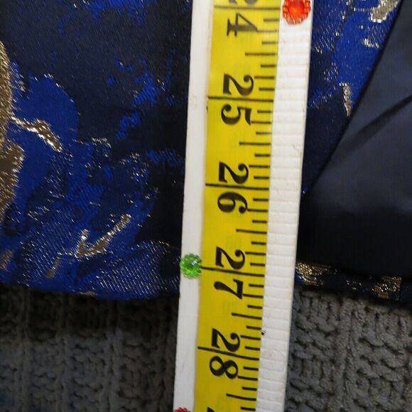 Moss London Mens Party Satin Gold Metallic Floral Skinny Button Jacquard Coat M - Picture 12 of 16